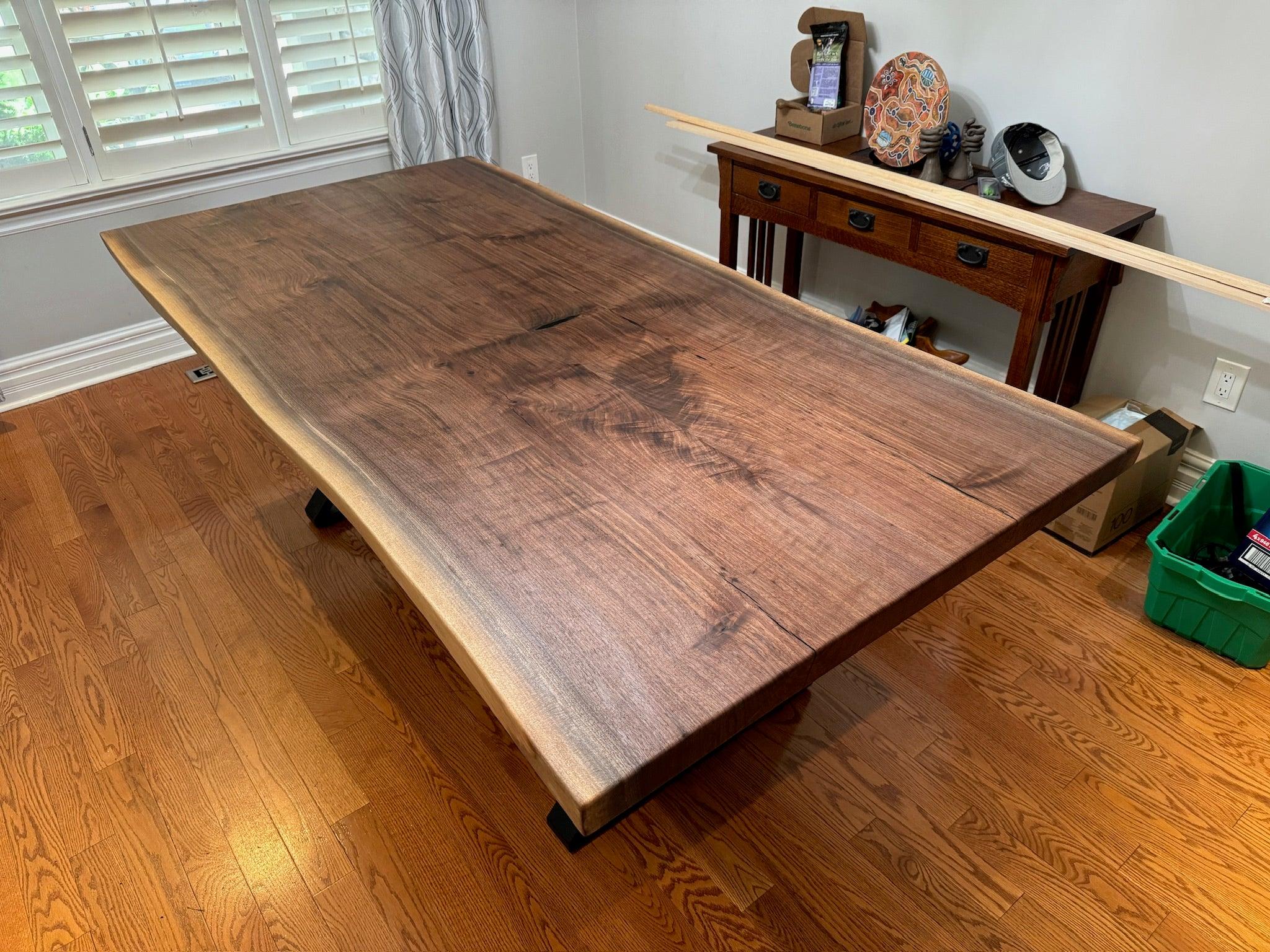 Custom Made Rectangle Book Matched Walnut Table - Fractal Designs Inc