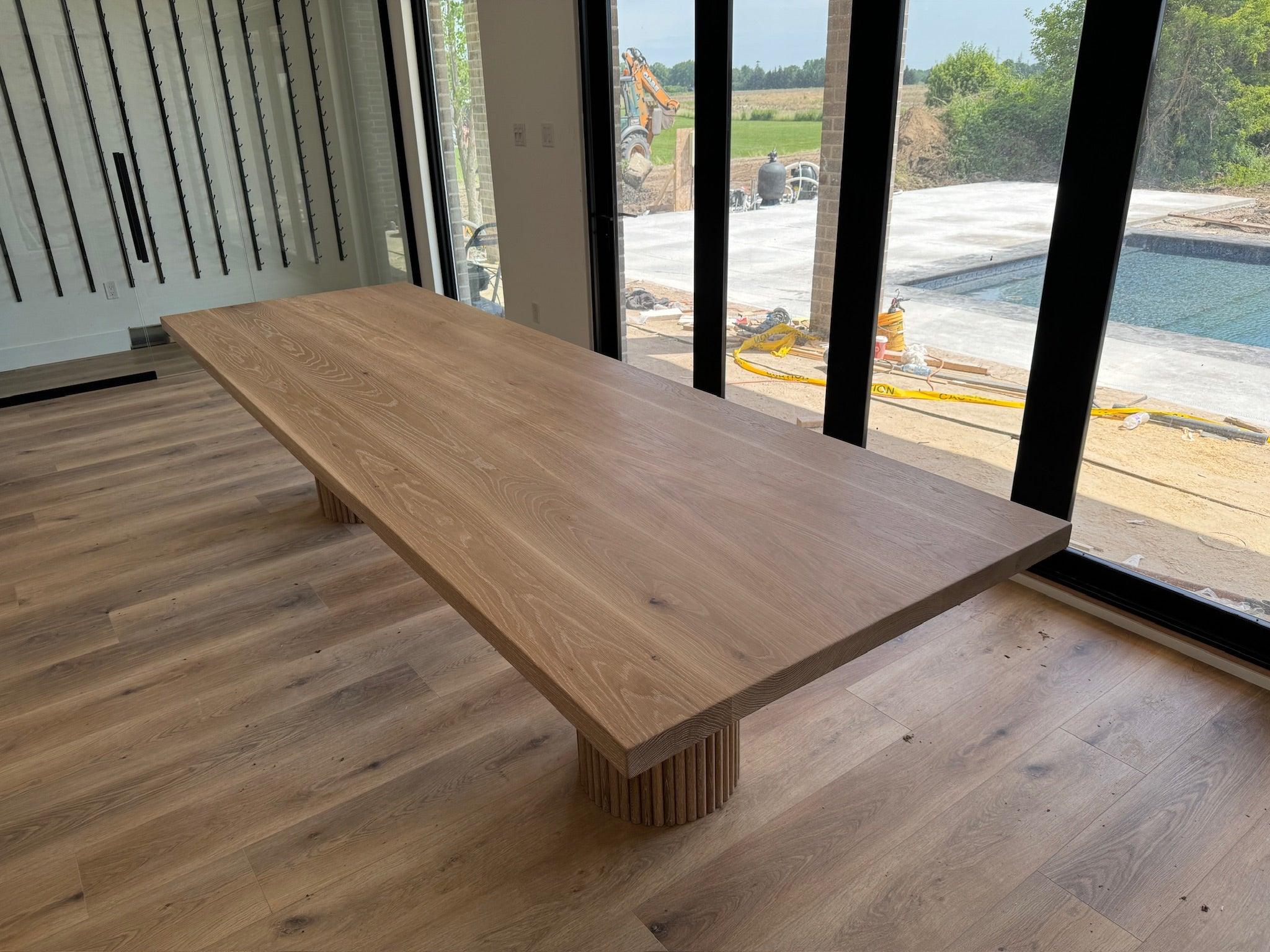 Custom Made Rectangle Dimensional Oak Table - Fractal Designs Inc