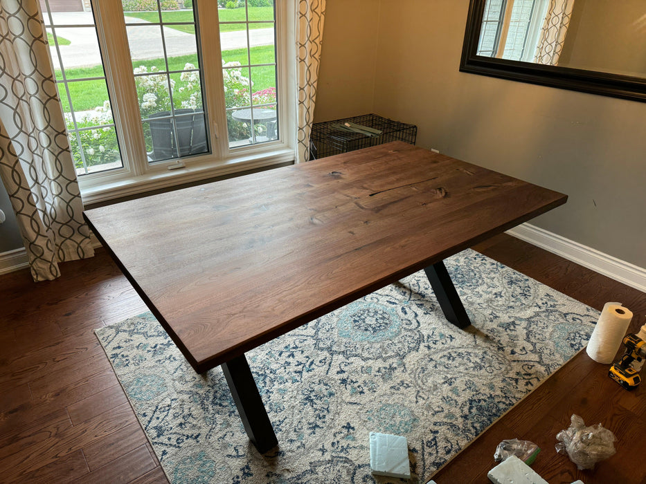 Custom Made Rectangle Dimensional Walnut Table
