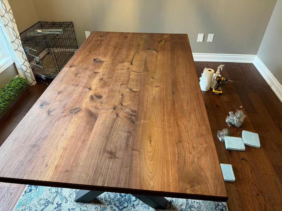 Custom Made Rectangle Dimensional Walnut Table