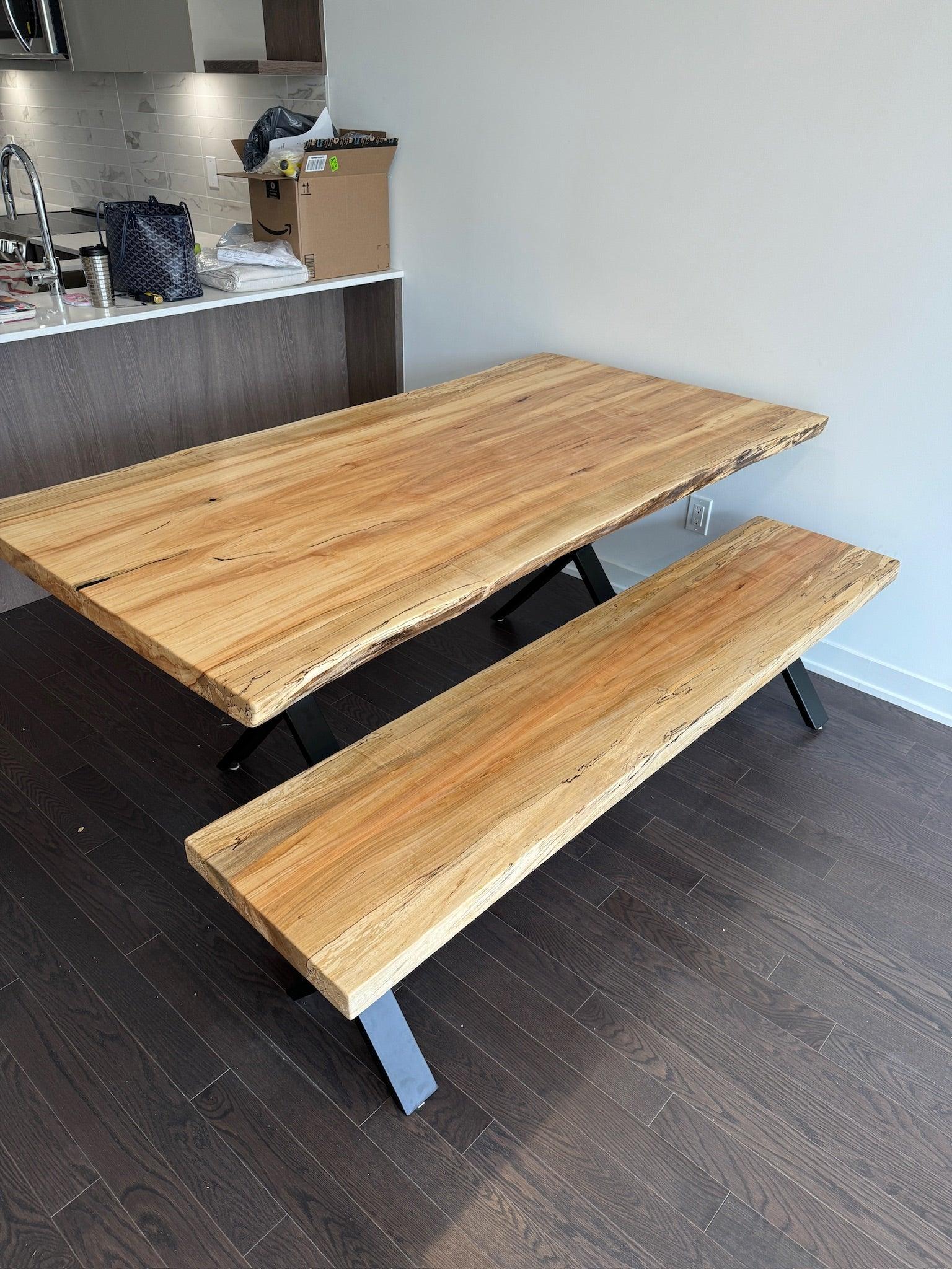 Custom Made Rectangle Book Matched Maple Table - Fractal Designs Inc