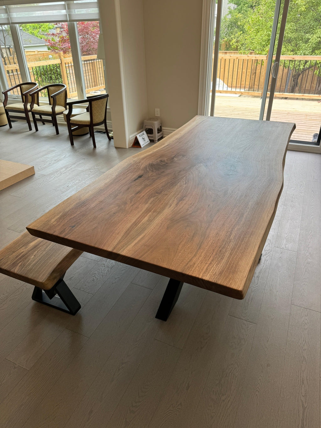 Custom Made Rectangle Book Matched Walnut Table - Fractal Designs Inc