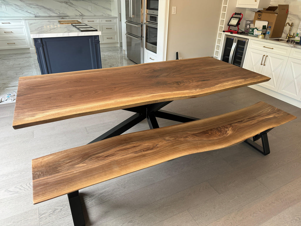 Custom Made Rectangle Book Matched Walnut Table - Fractal Designs Inc
