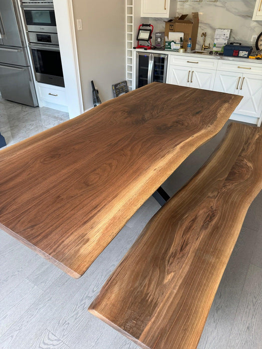 Custom Made Rectangle Book Matched Walnut Table