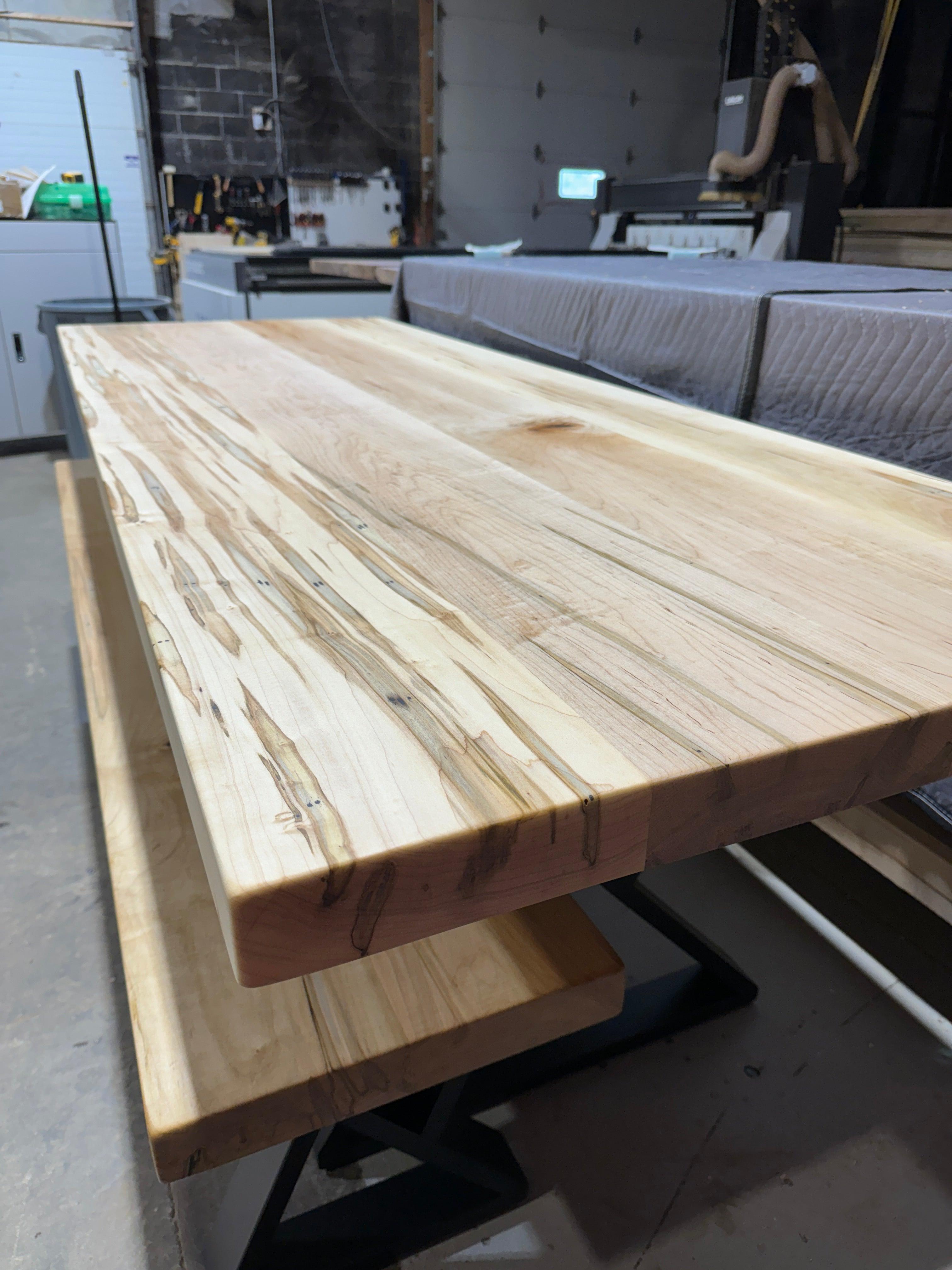 Custom Made Rectangle Dimensional Wormy Maple Table - Fractal Designs Inc