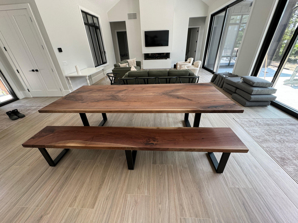 Custom Made Rectangle Book Matched Walnut Table - Fractal Designs Inc