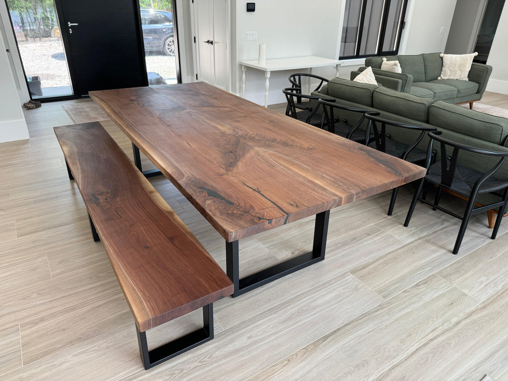 Custom Made Rectangle Book Matched Walnut Table - Fractal Designs Inc