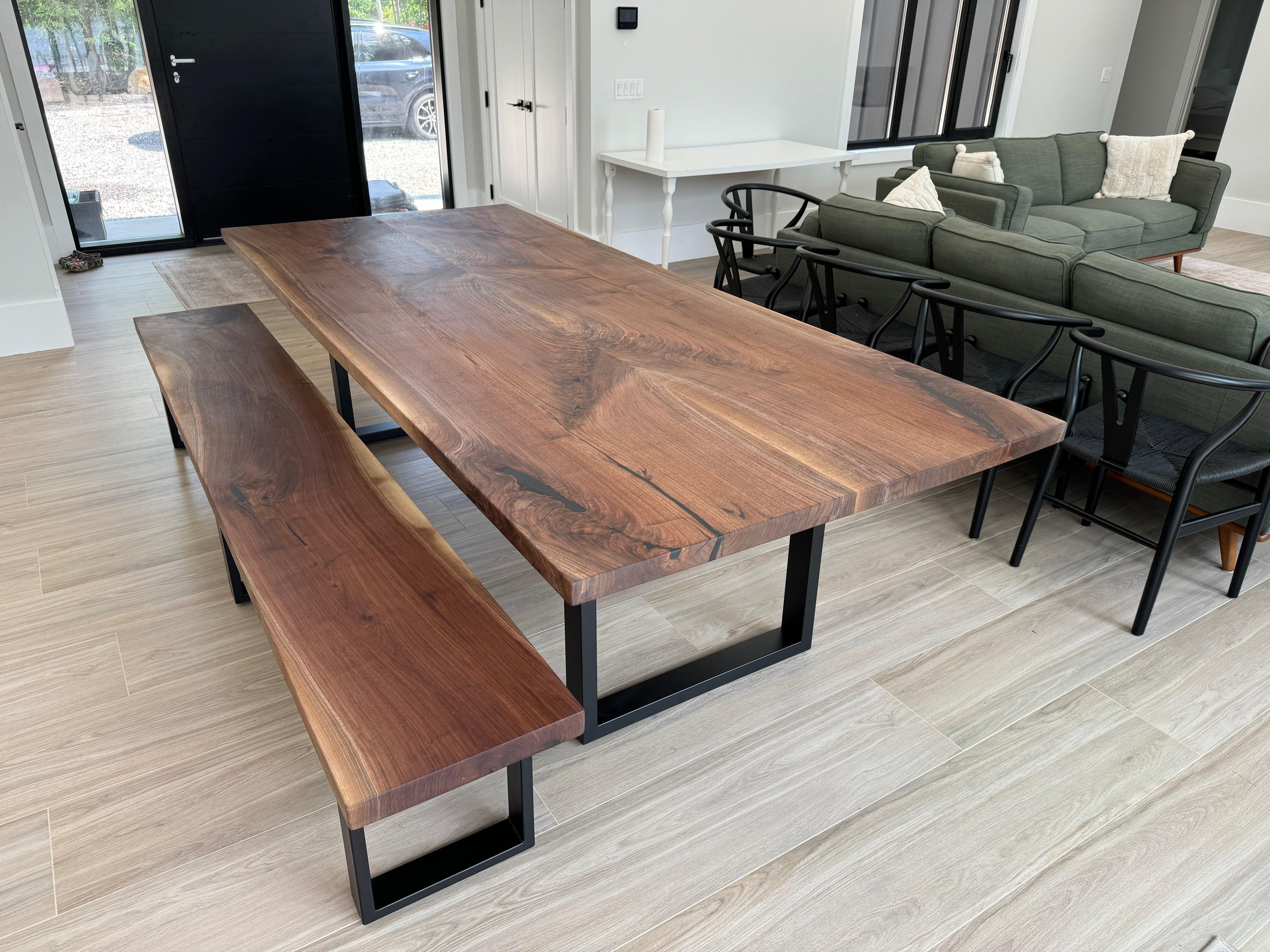 Custom Made Rectangle Book Matched Walnut Table - Fractal Designs Inc