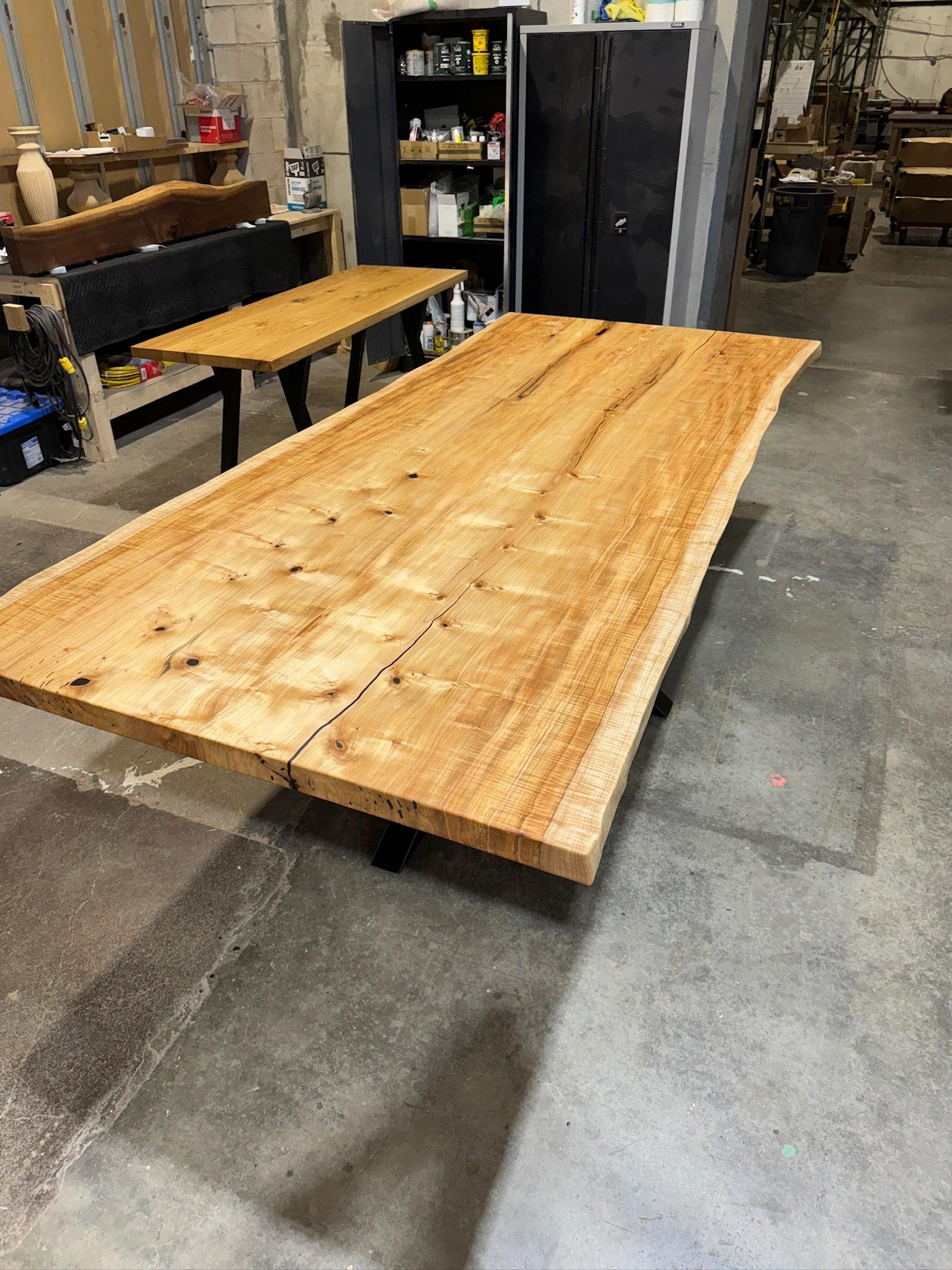 Custom Made Rectangle Book Matched Maple Table - Fractal Designs Inc