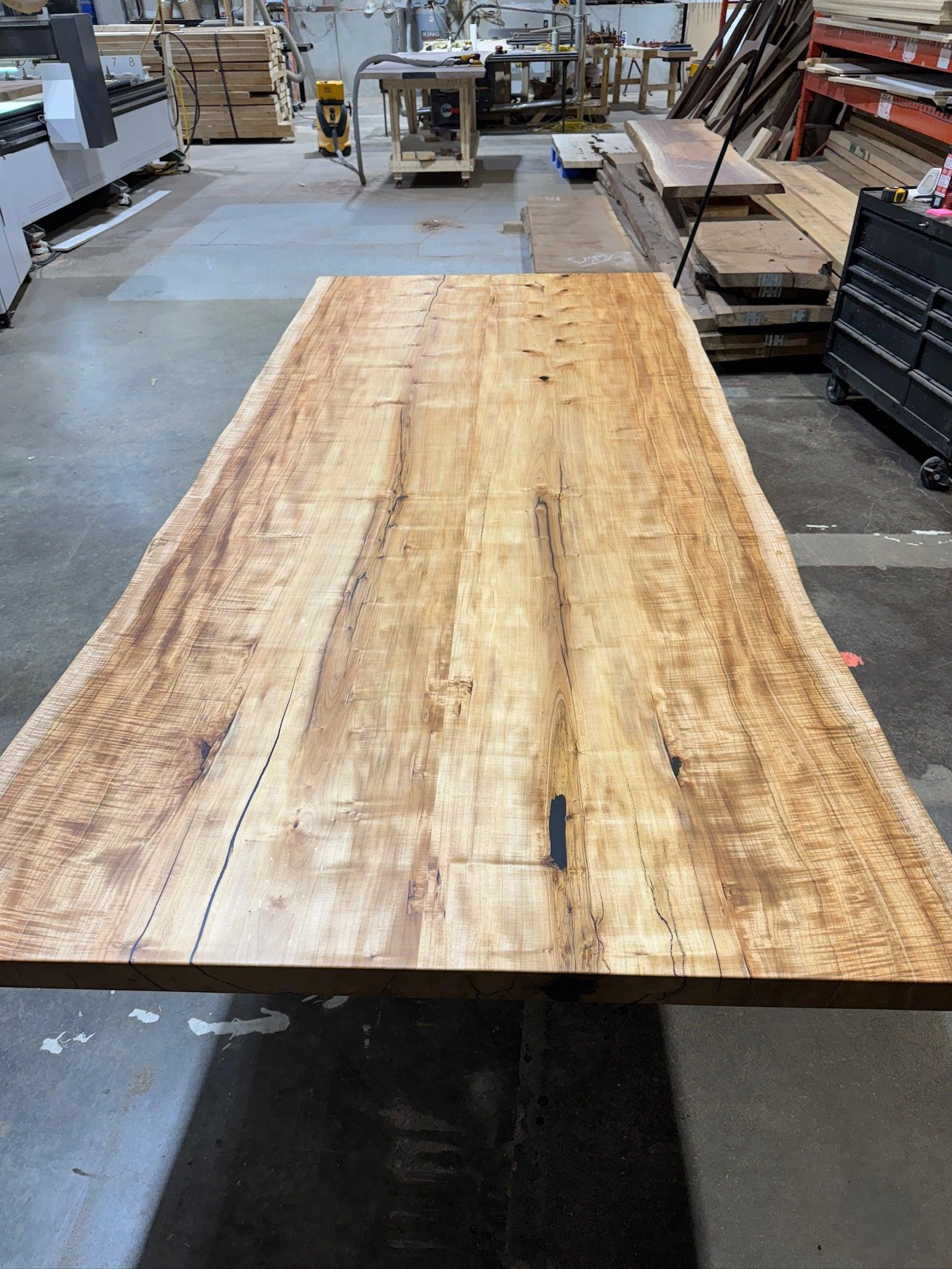 Custom Made Rectangle Book Matched Maple Table - Fractal Designs Inc