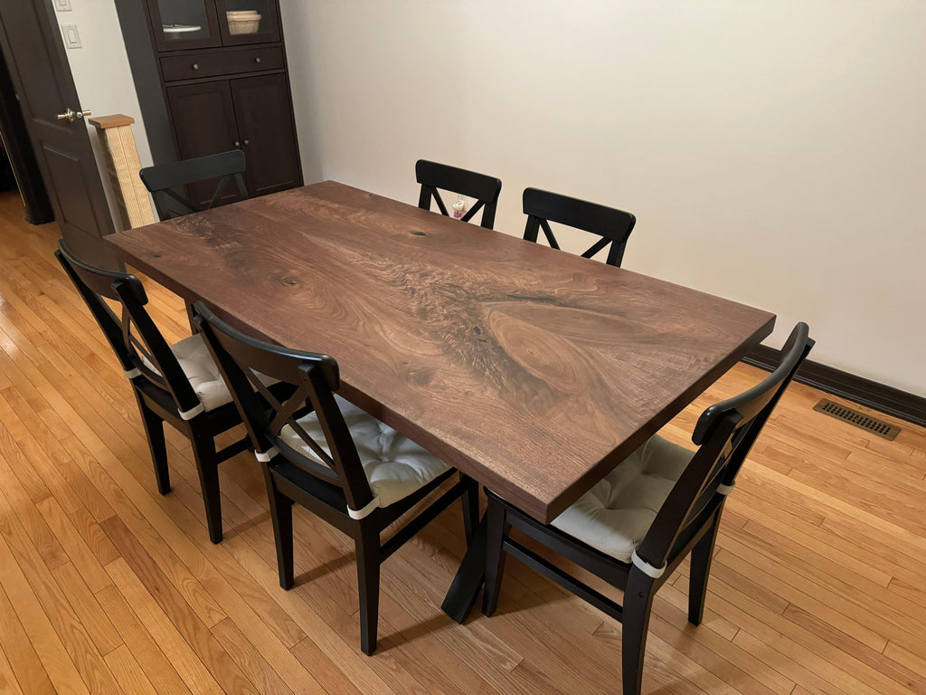 Custom Made Rectangle Book Matched Walnut Table - Fractal Designs Inc