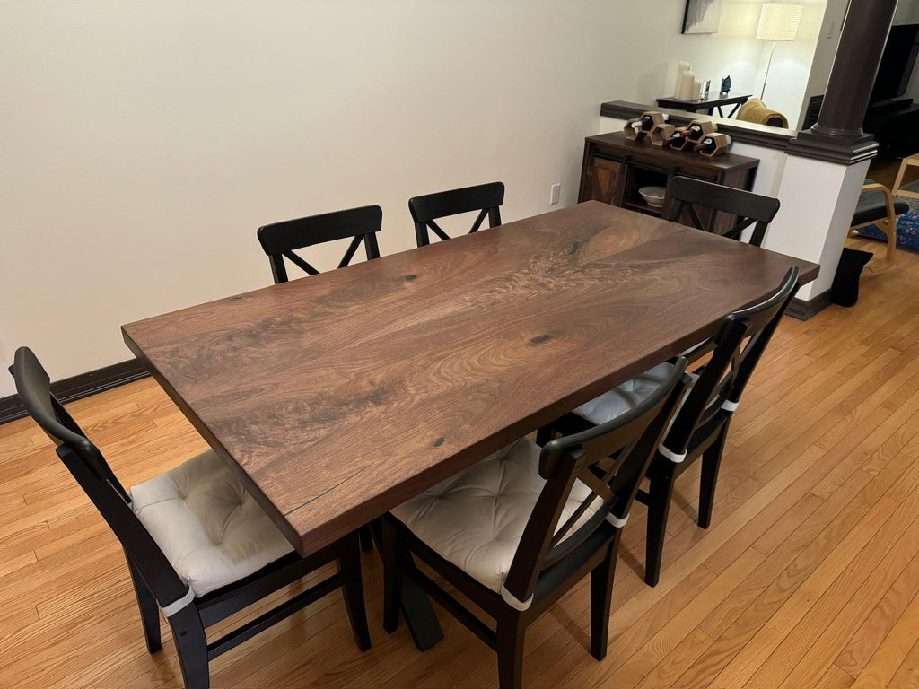 Custom Made Rectangle Book Matched Walnut Table - Fractal Designs Inc