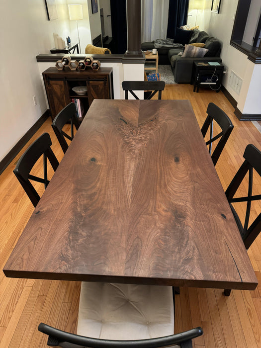 Custom Made Rectangle Book Matched Walnut Table