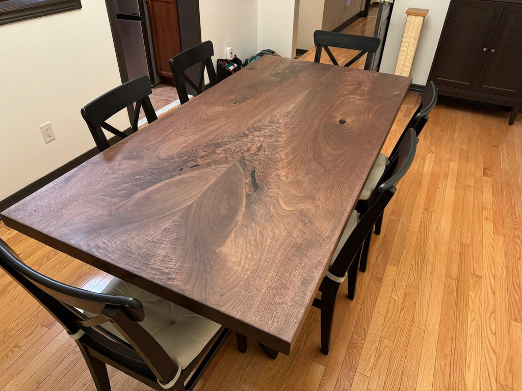Custom Made Rectangle Book Matched Walnut Table - Fractal Designs Inc
