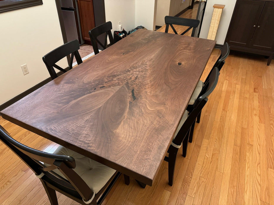 Custom Made Rectangle Book Matched Walnut Table