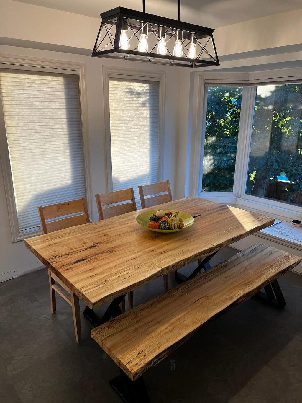 Custom Made Rectangle Book Matched Maple Table - Fractal Designs Inc