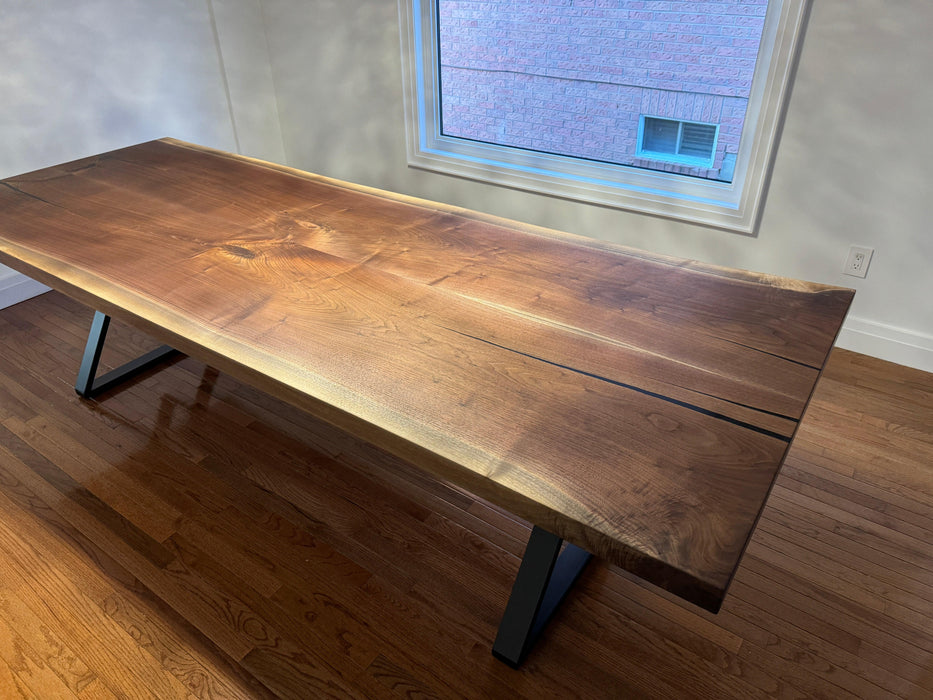 Custom Made Rectangle Book Matched Walnut Table