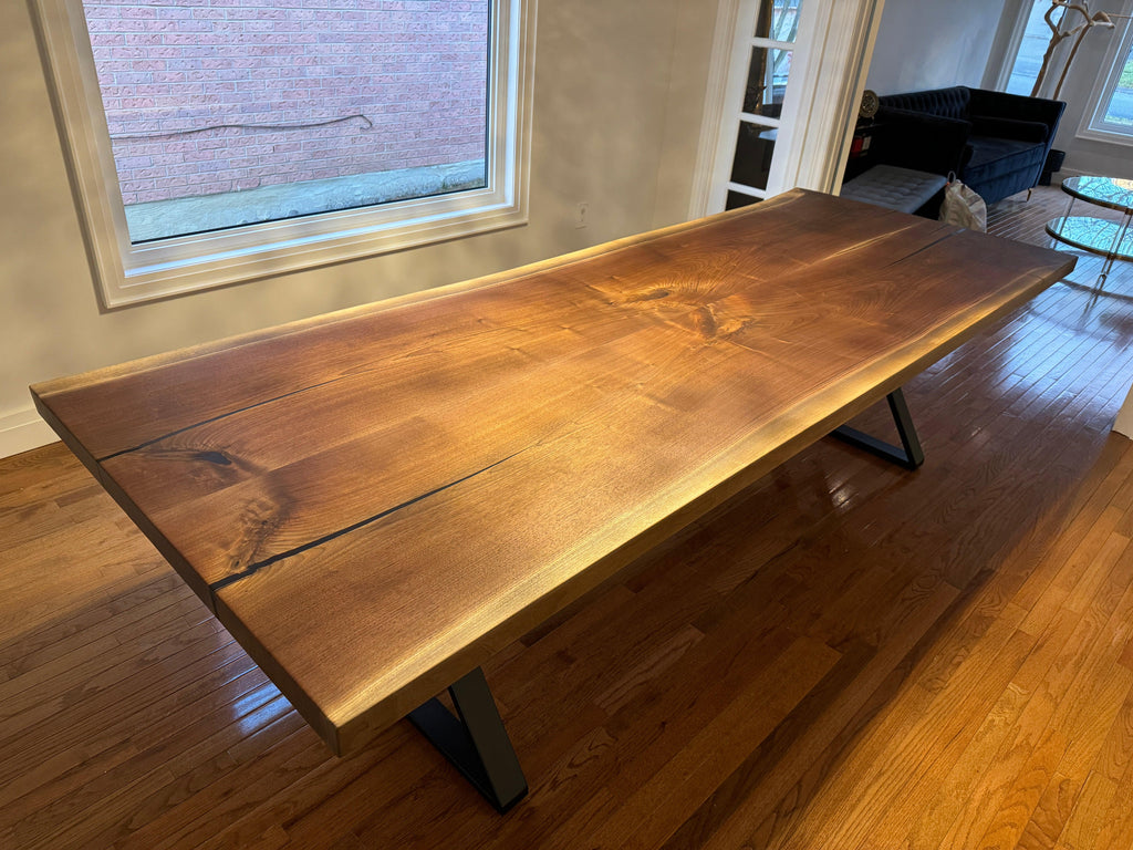 Custom Made Rectangle Book Matched Walnut Table - Fractal Designs Inc