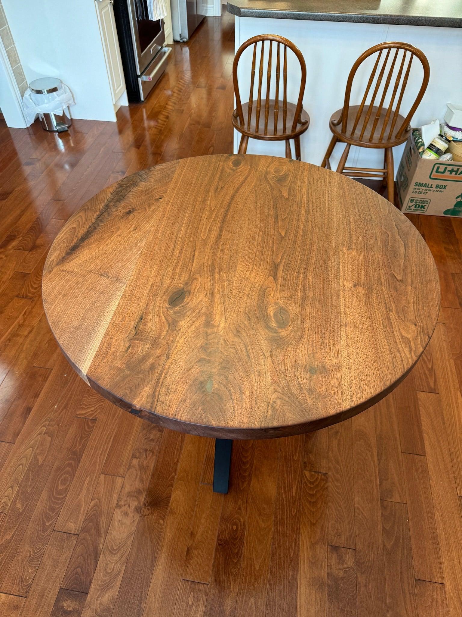 Custom Made Round Walnut Table - Fractal Designs Inc