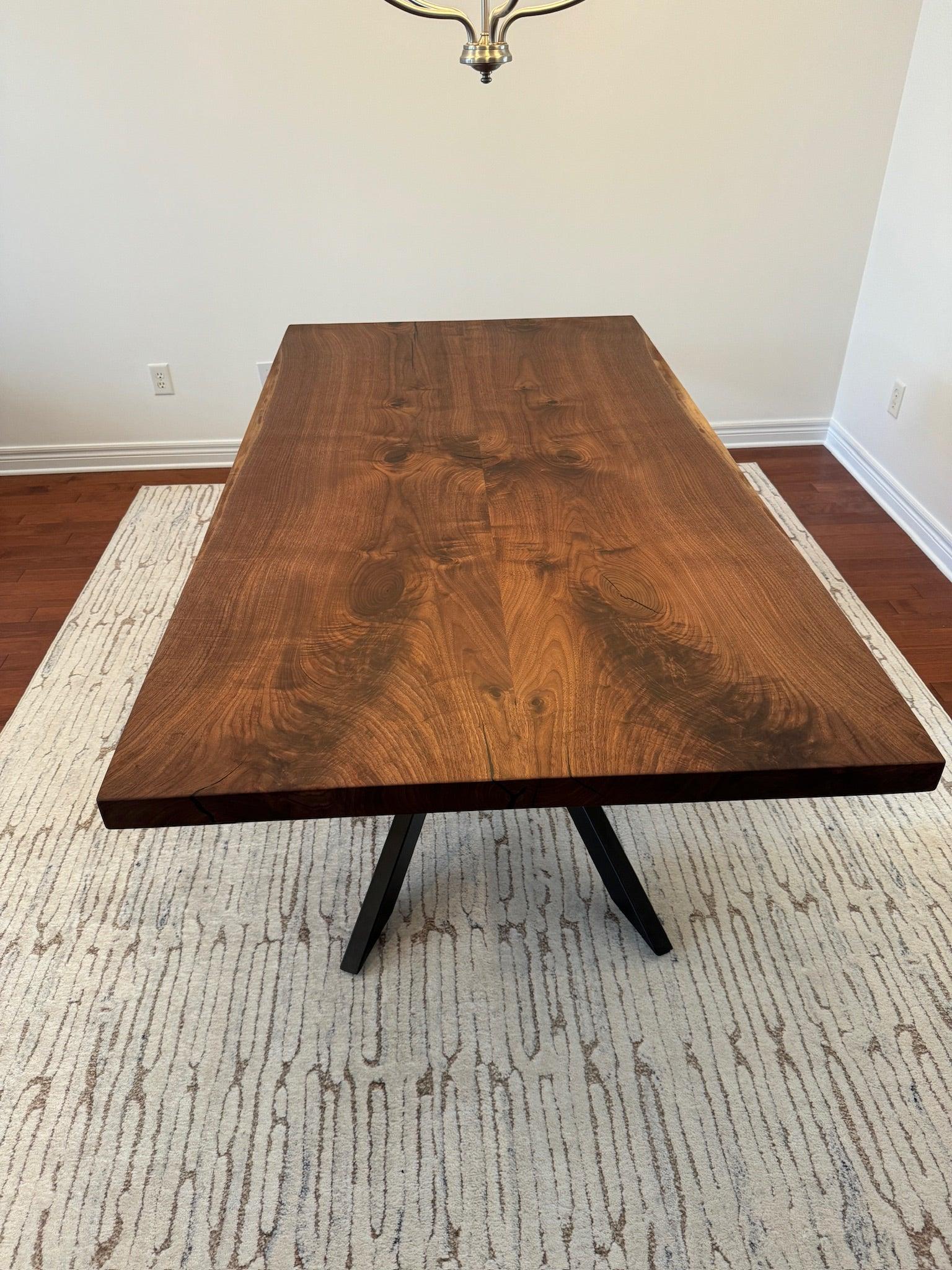 Custom Made Rectangle Book Matched Walnut Table - Fractal Designs Inc