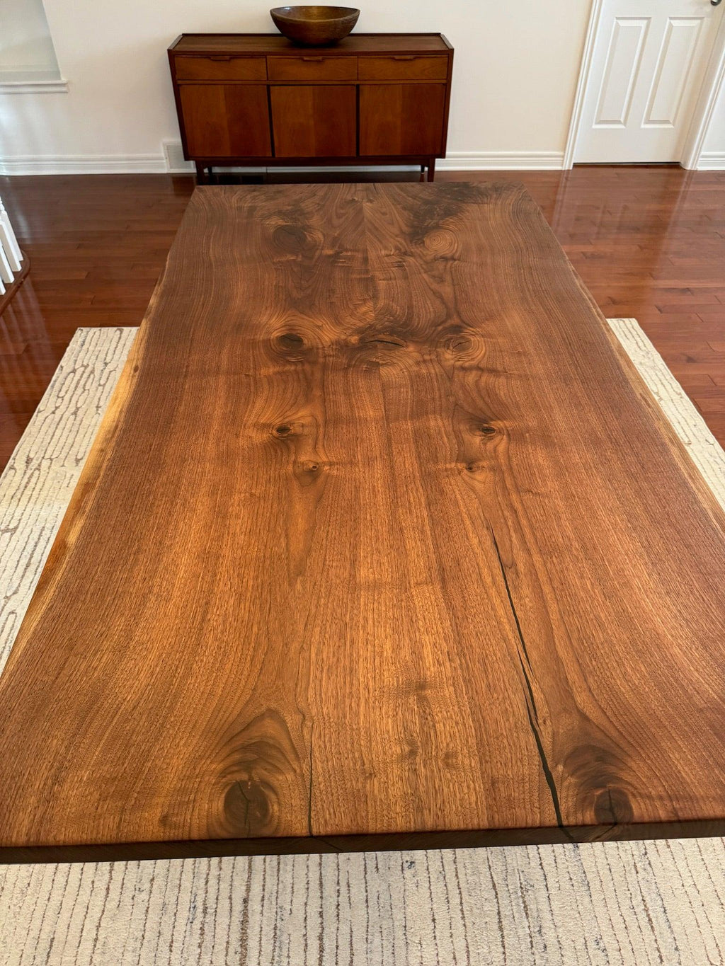Custom Made Rectangle Book Matched Walnut Table - Fractal Designs Inc
