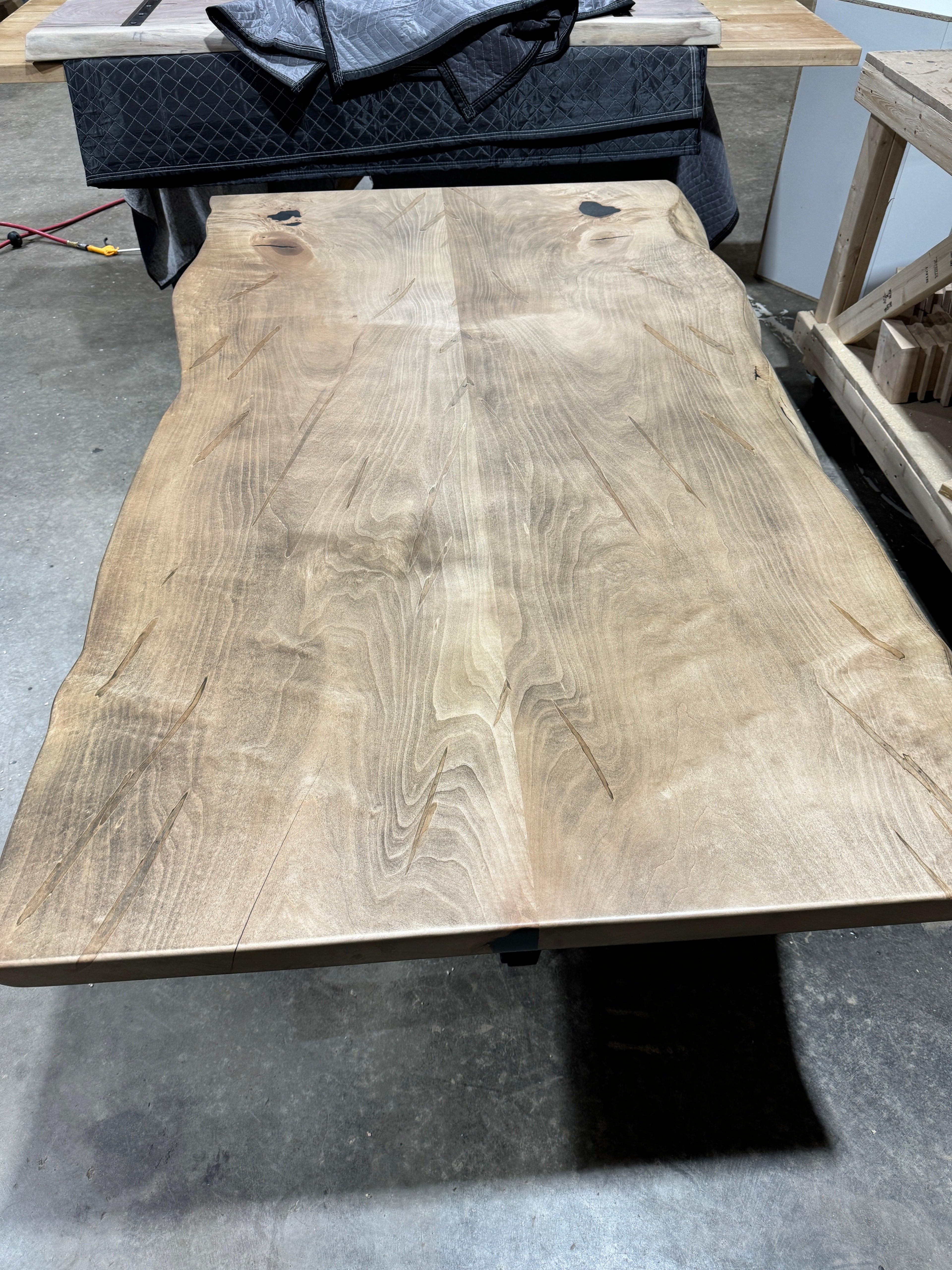 Custom Made Rectangle Book Matched Maple Table - Fractal Designs Inc