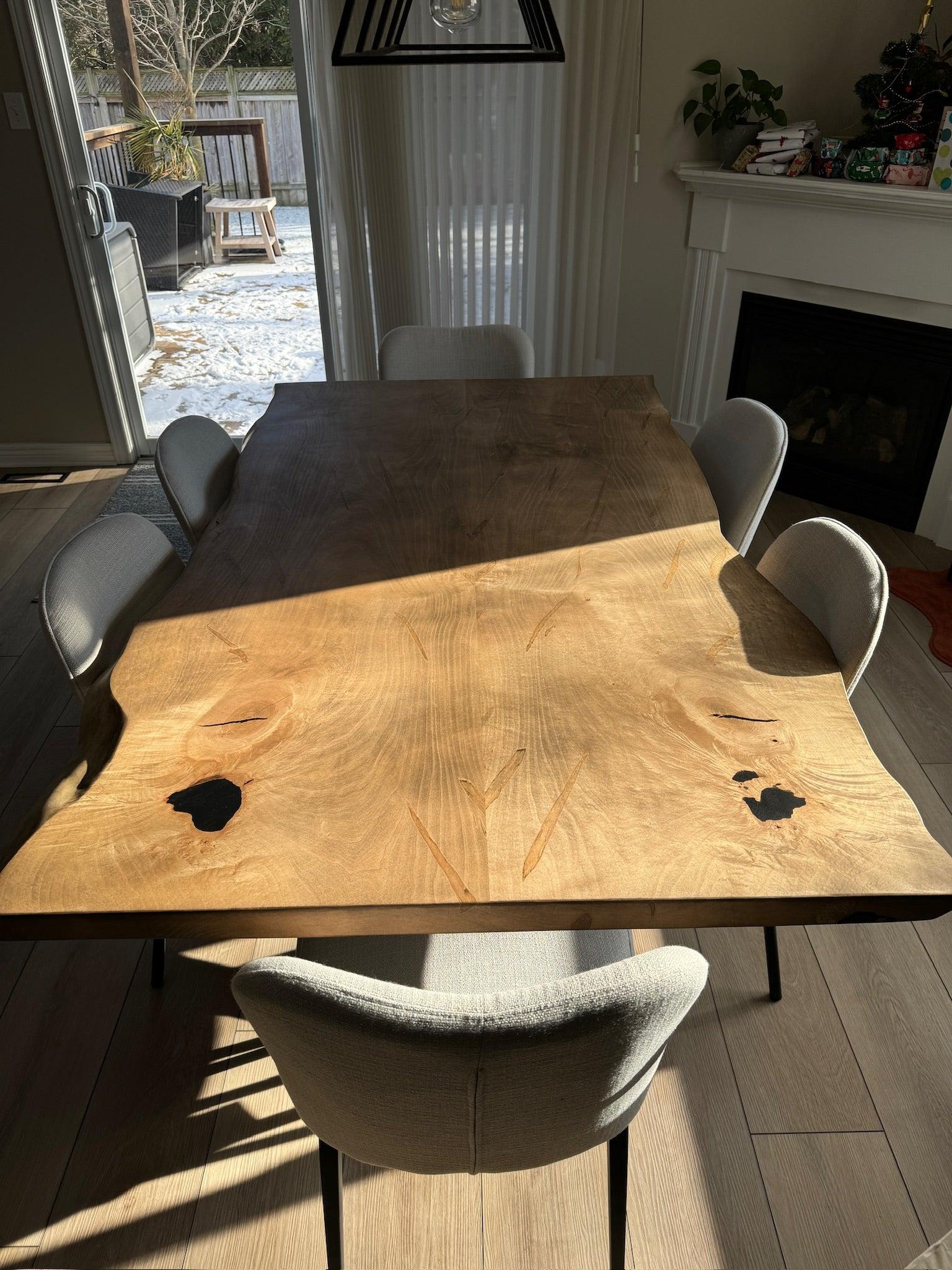 Custom Made Rectangle Book Matched Maple Table - Fractal Designs Inc