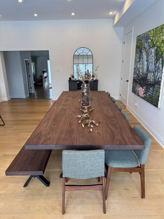 Custom Made Rectangle Dimensional Walnut Table