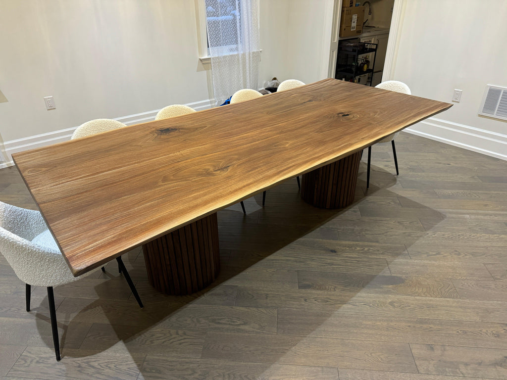 Custom Made Rectangle Book Matched Walnut Table - Fractal Designs Inc