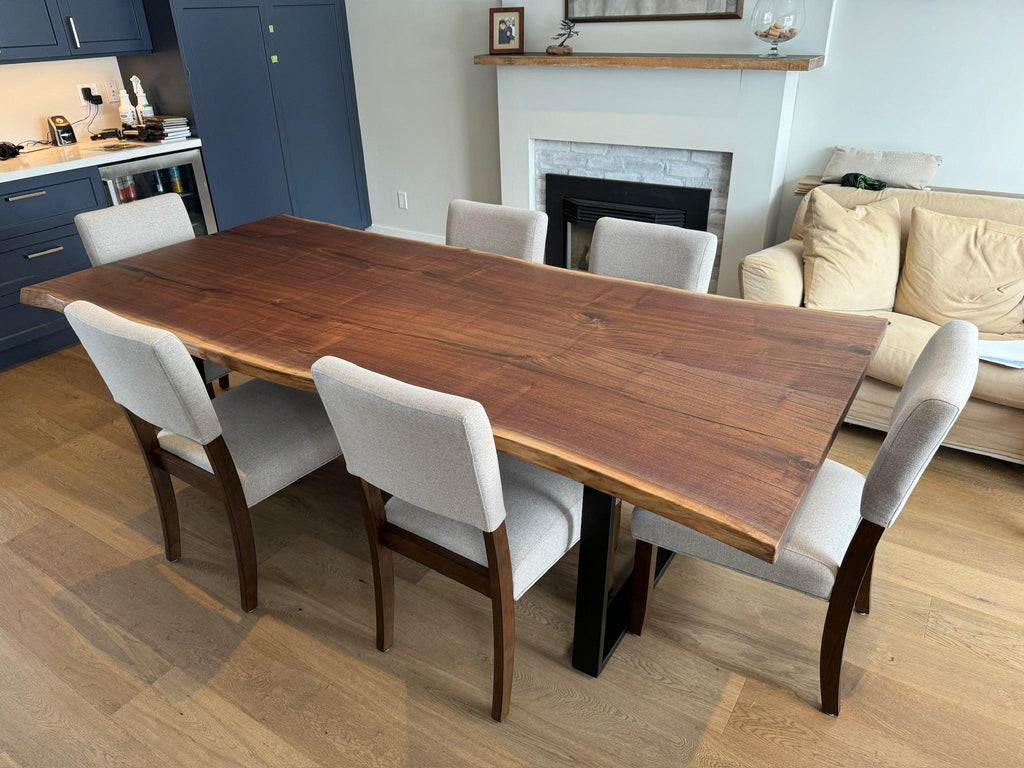 Custom Made Rectangle Book Matched Walnut Table - Fractal Designs Inc