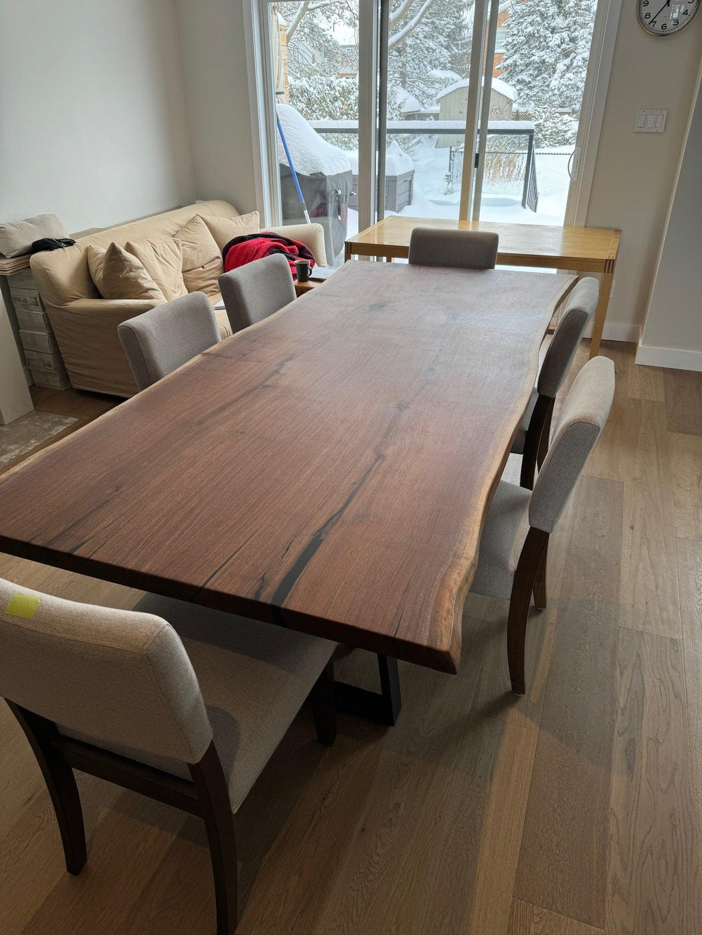 Custom Made Rectangle Book Matched Walnut Table - Fractal Designs Inc
