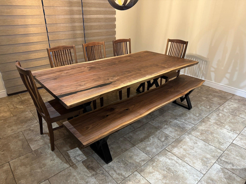 Custom Made Rectangle Book Matched Walnut Table - Fractal Designs Inc