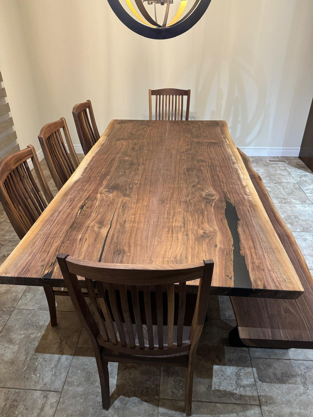 Custom Made Rectangle Book Matched Walnut Table - Fractal Designs Inc