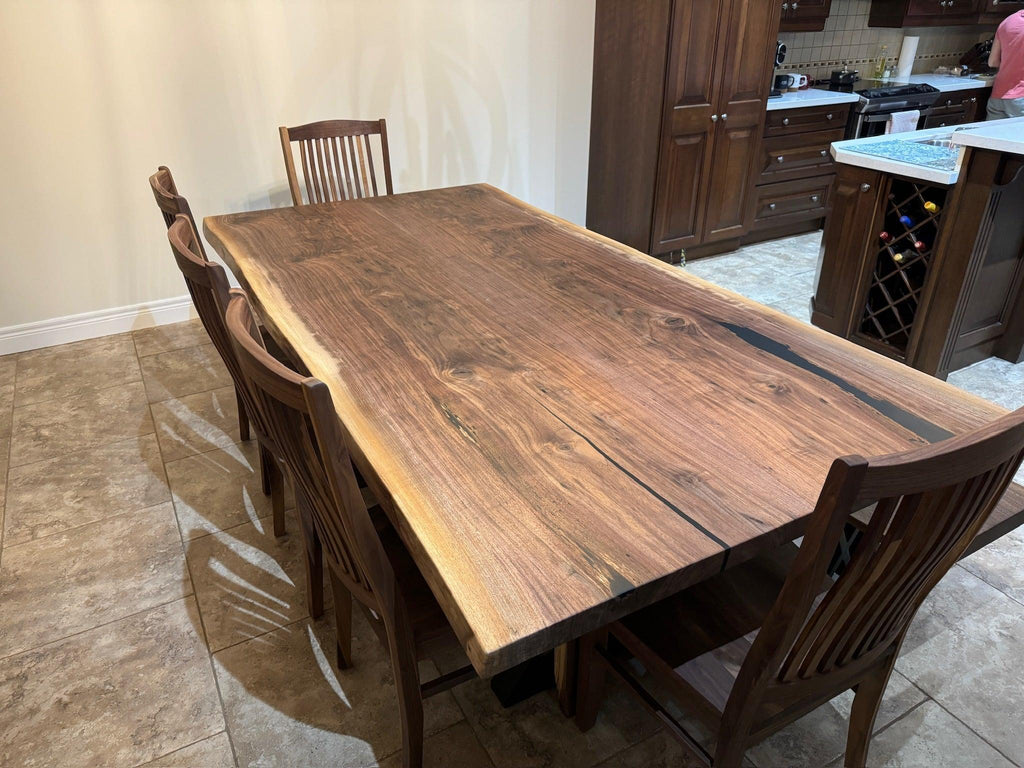 Custom Made Rectangle Book Matched Walnut Table - Fractal Designs Inc