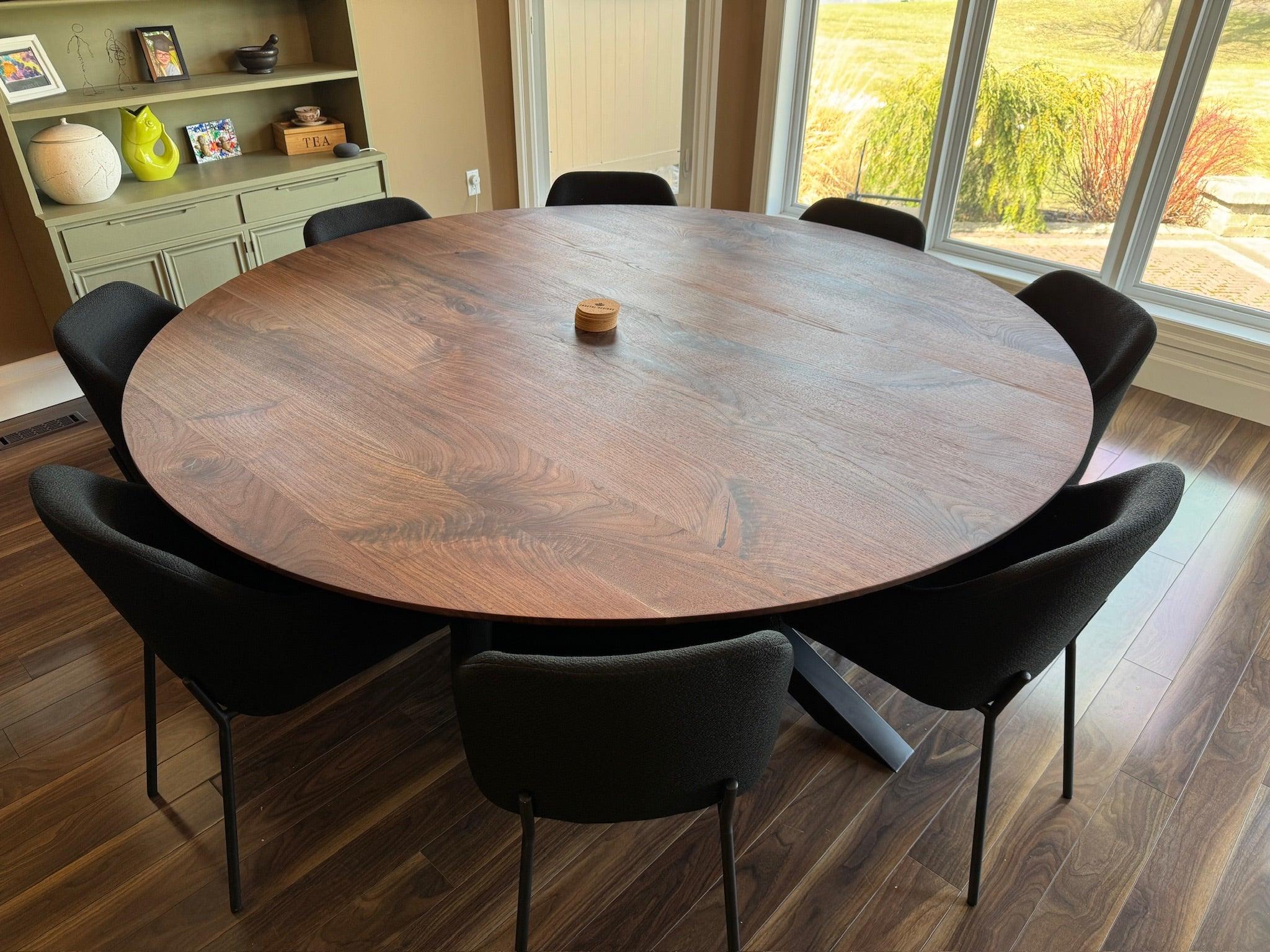 Custom Made Round Walnut Table - Fractal Designs Inc