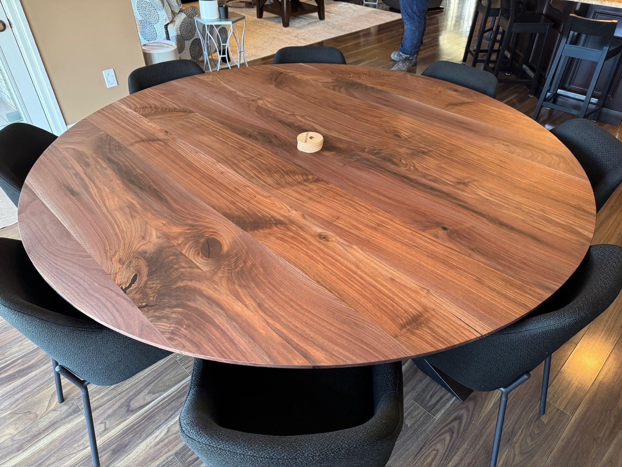 Custom Made Round Walnut Table - Fractal Designs Inc