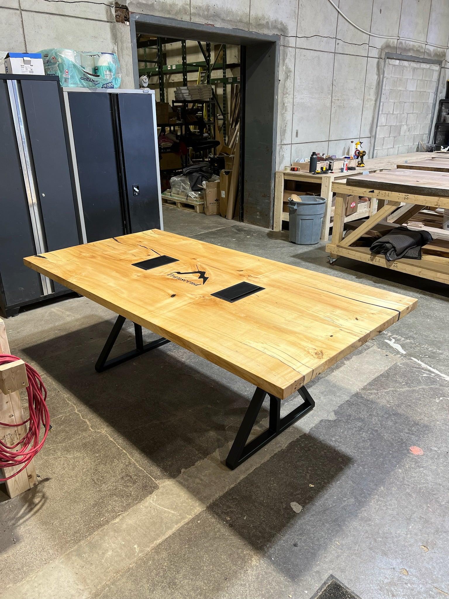 Custom Made Rectangle Book Matched Maple Table - Fractal Designs Inc