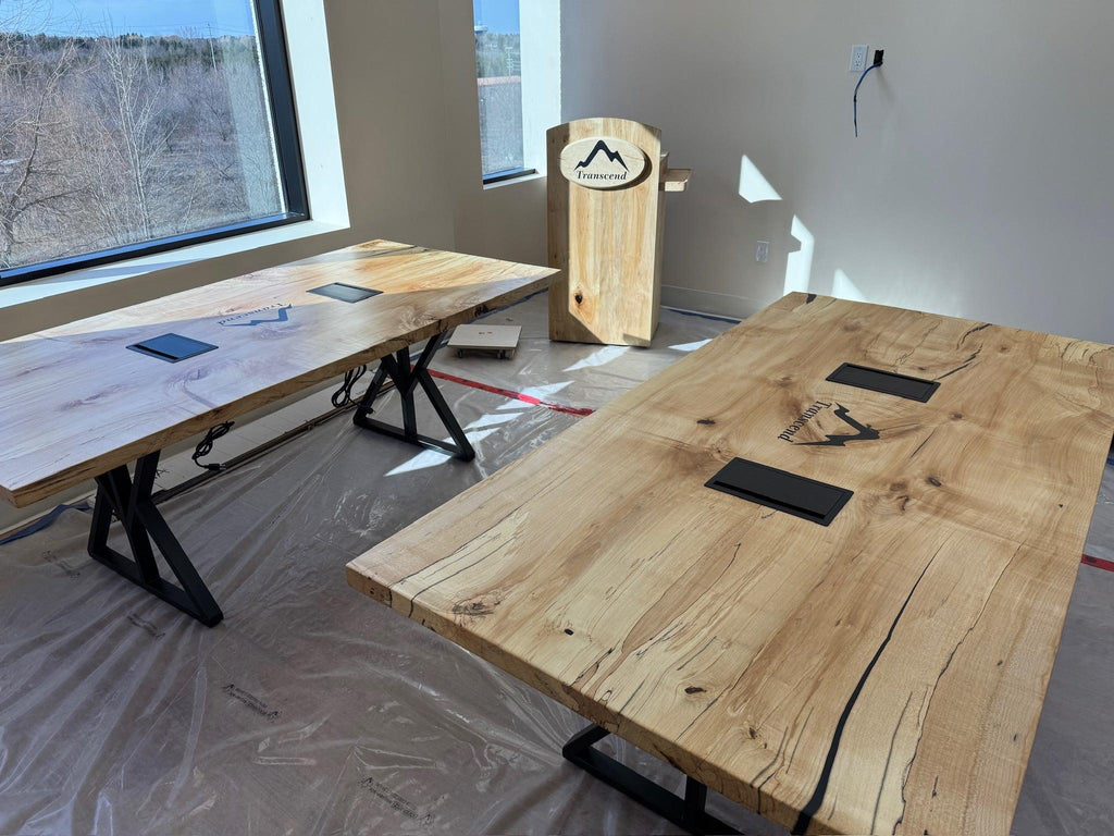 Custom Made Rectangle Book Matched Maple Table - Fractal Designs Inc