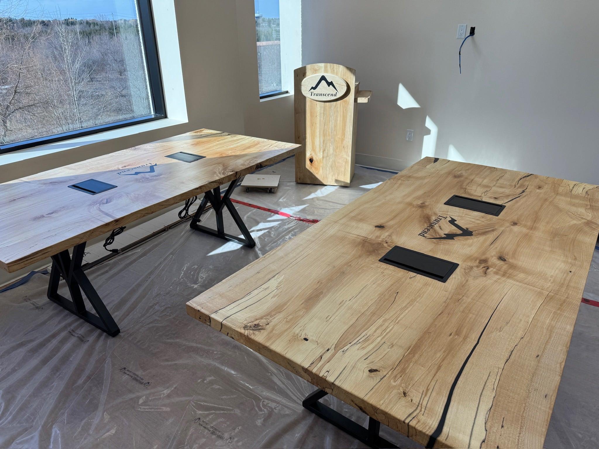 Custom Made Rectangle Book Matched Maple Table - Fractal Designs Inc