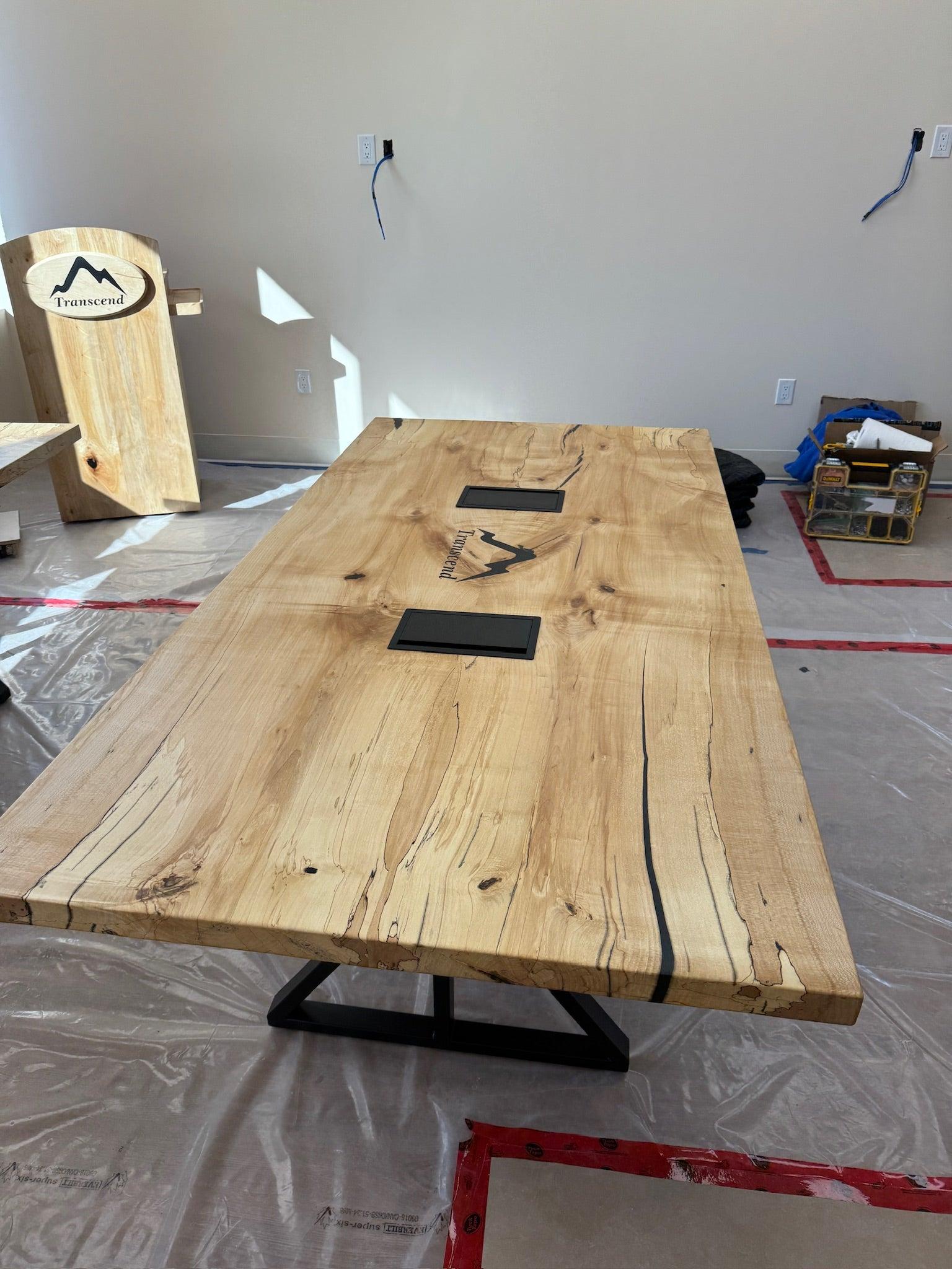 Custom Made Rectangle Book Matched Maple Table - Fractal Designs Inc