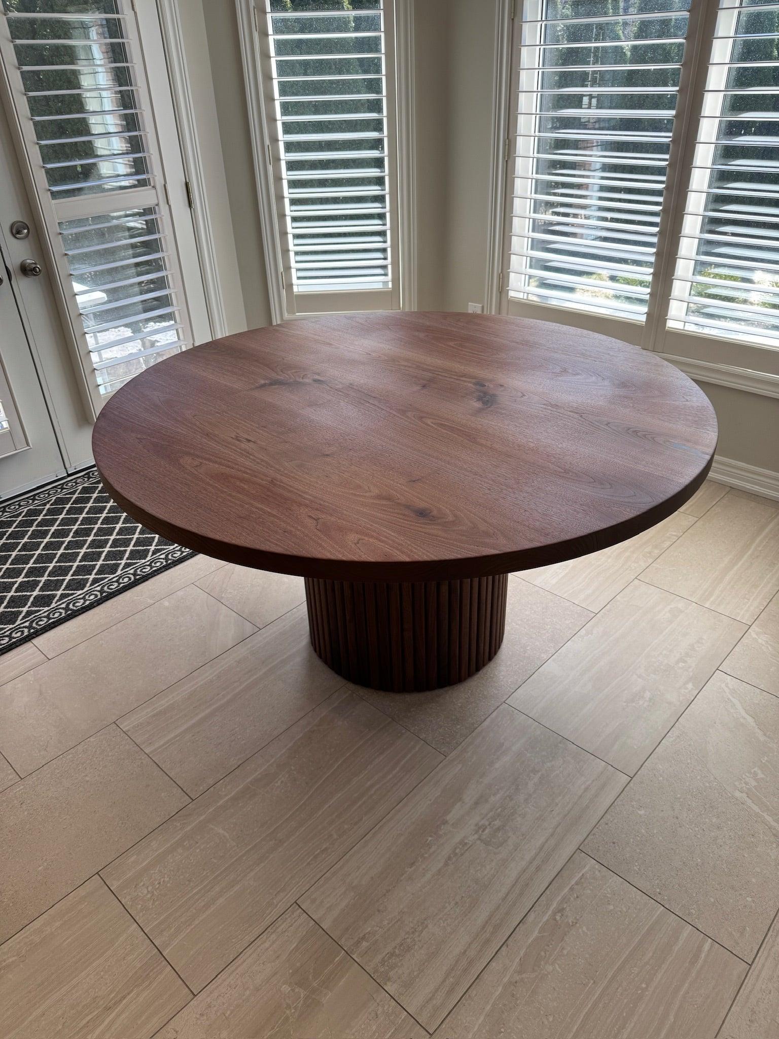Custom Made Round Walnut Table - Fractal Designs Inc
