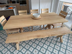 Mesa de comedor rectangular de madera de arce macizo transparente hecha a medida