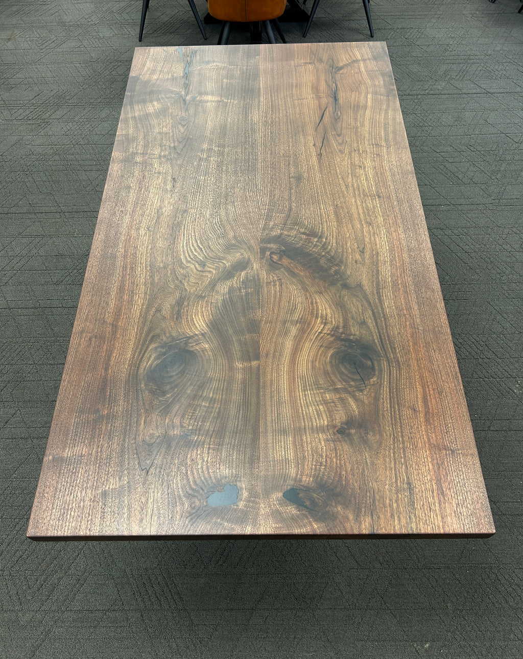 Straight edge walnut Bookmatched dining table 72L 38W