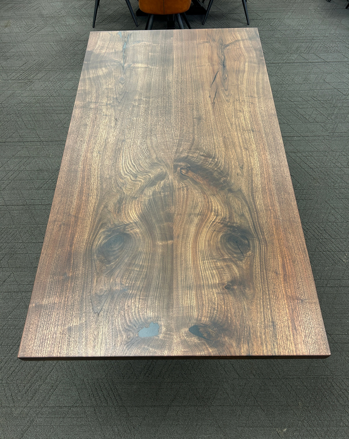 Straight edge walnut Bookmatched dining table 72L 38W