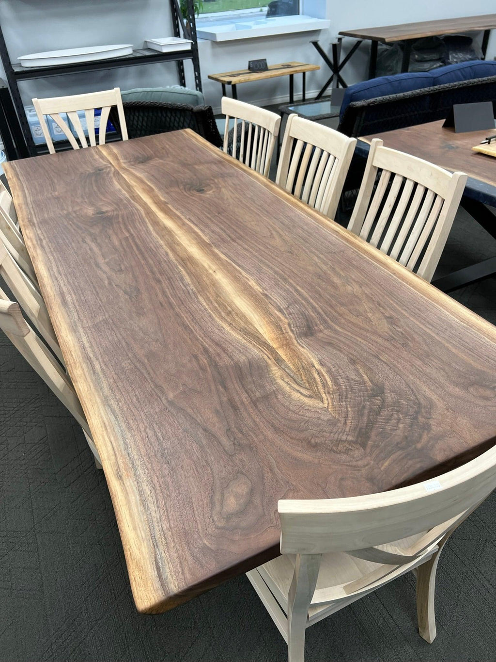 Custom Made Rectangle Book Matched Walnut Table - Fractal Designs Inc