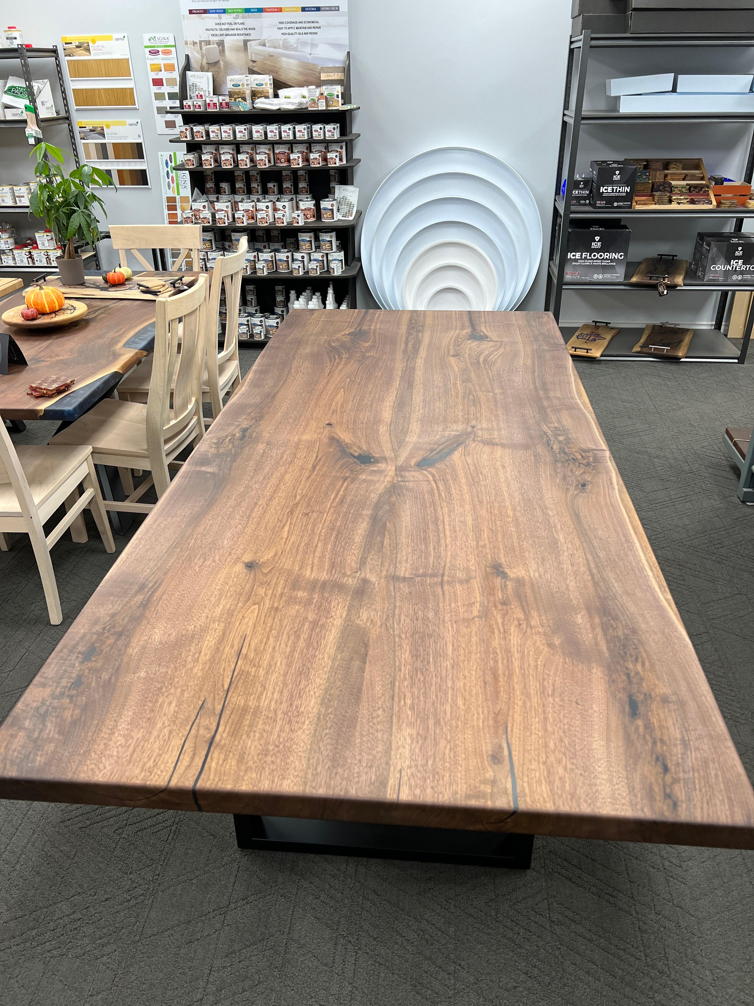 Custom Made Rectangle Book Matched Walnut Table - Fractal Designs Inc