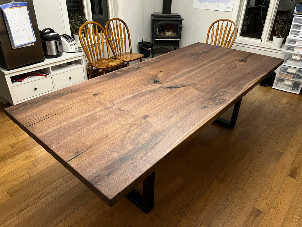 Custom Made Rectangle Book Matched Walnut Table - Fractal Designs Inc