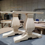 Wooden Trestle Table Legs - Pinwheel Table Base - Fractal Designs Inc