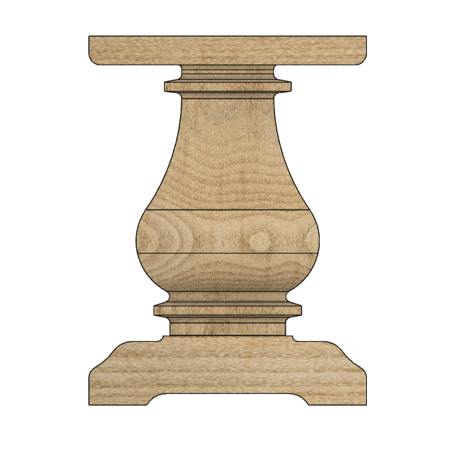 Wooden Square Turned Bench Leg/Base - Pinwheel - Fractal Designs Inc