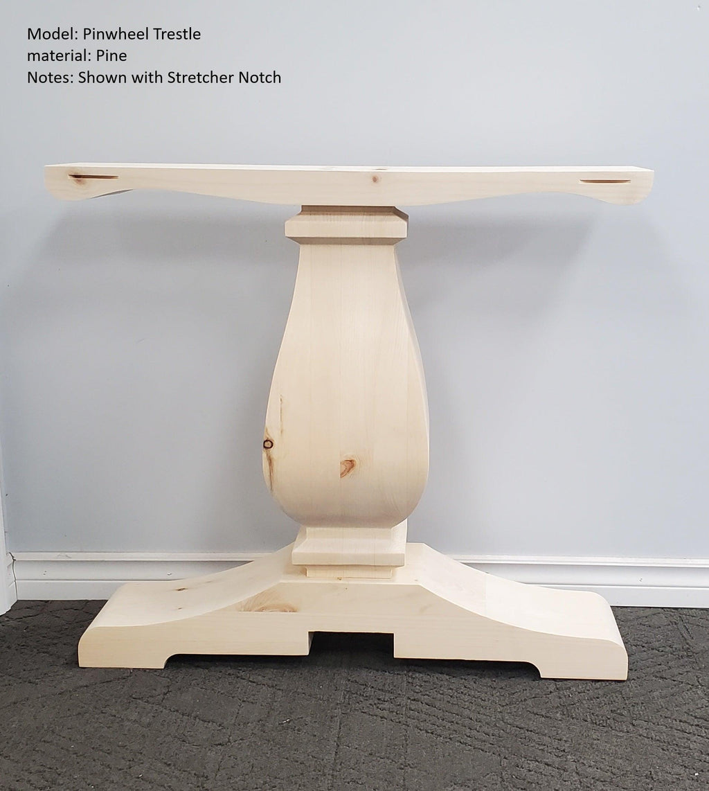 Wooden Trestle Table Legs - Pinwheel Table Base - Fractal Designs Inc